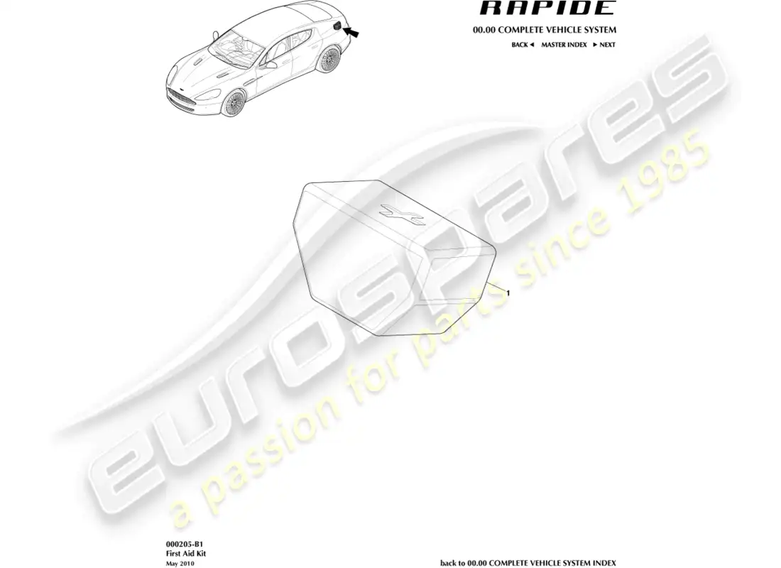 aston martin rapide (2016) first aid kit parts diagram