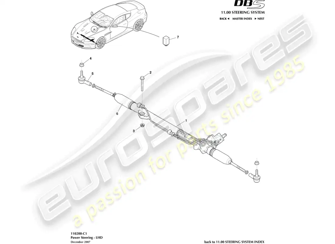 aston martin dbs (2014) power steering, lhd parts diagram
