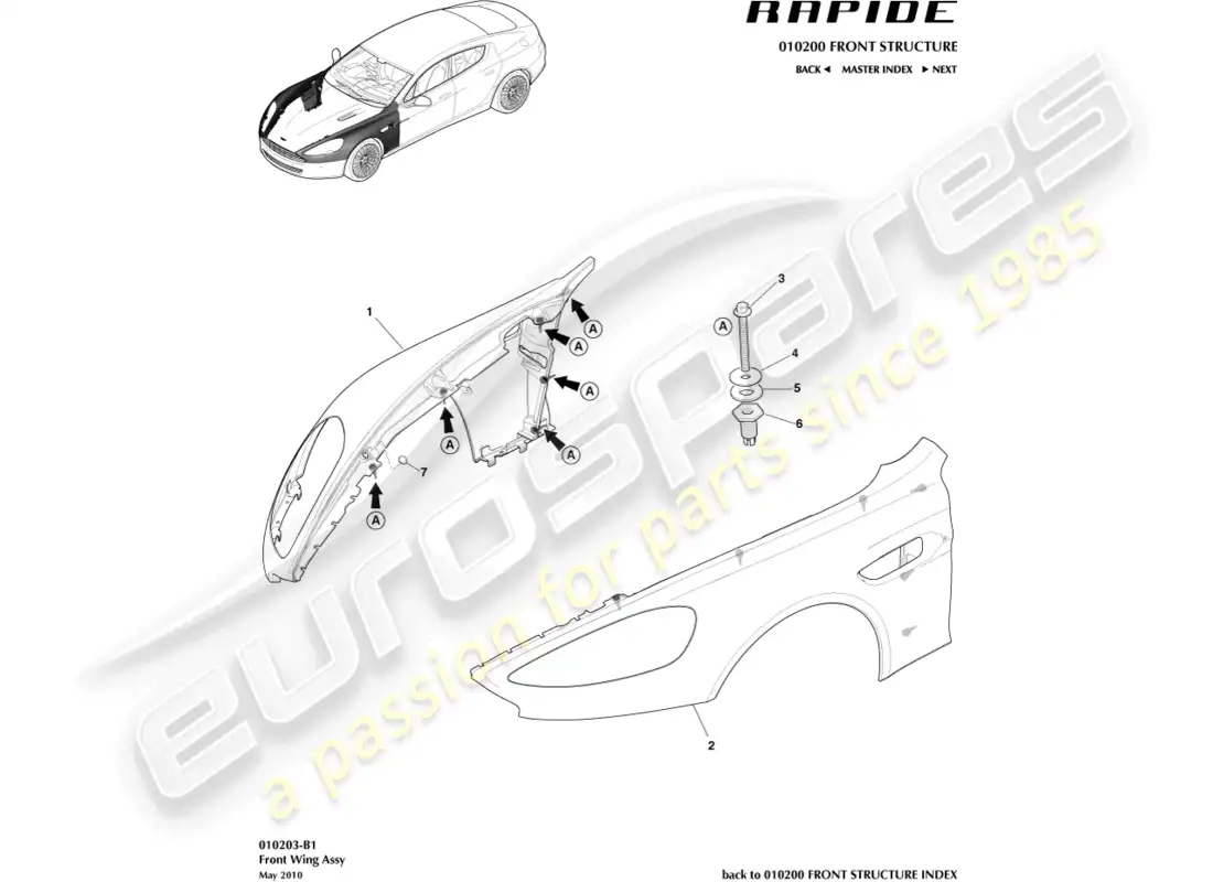 aston martin rapide (2016) front wings parts diagram