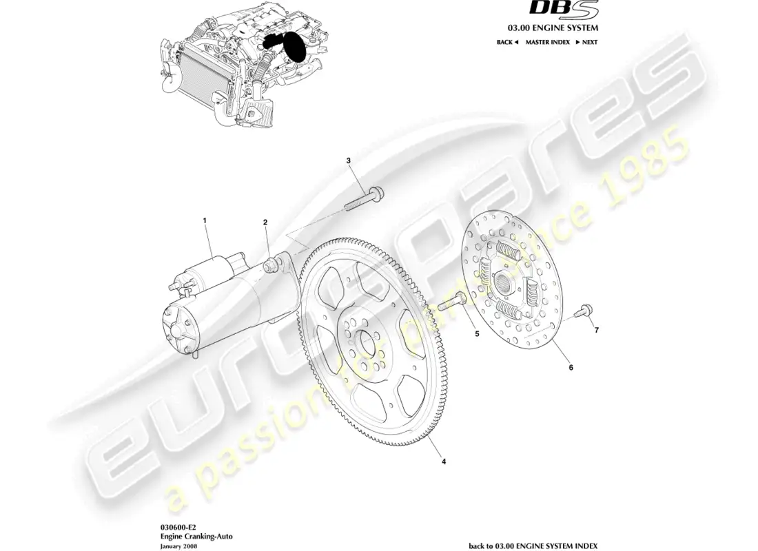 aston martin dbs (2014) starter motor, auto parts diagram