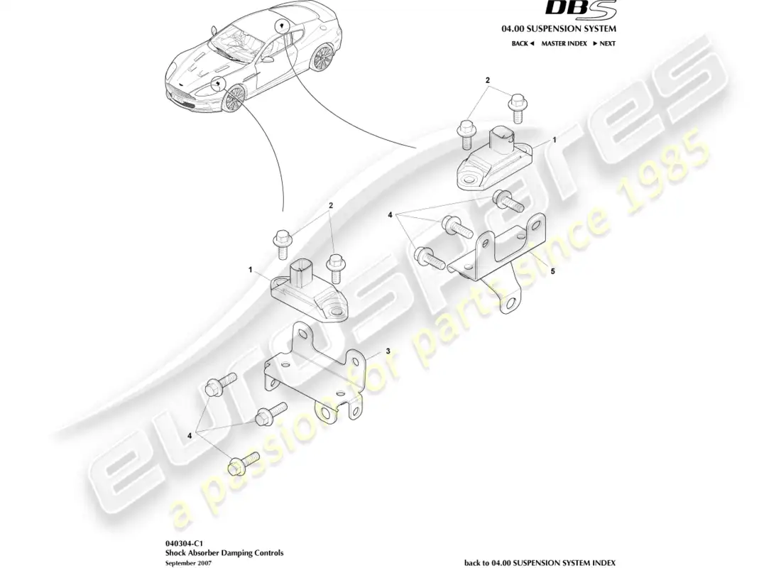 aston martin dbs (2013) shock absorber damping controls parts diagram