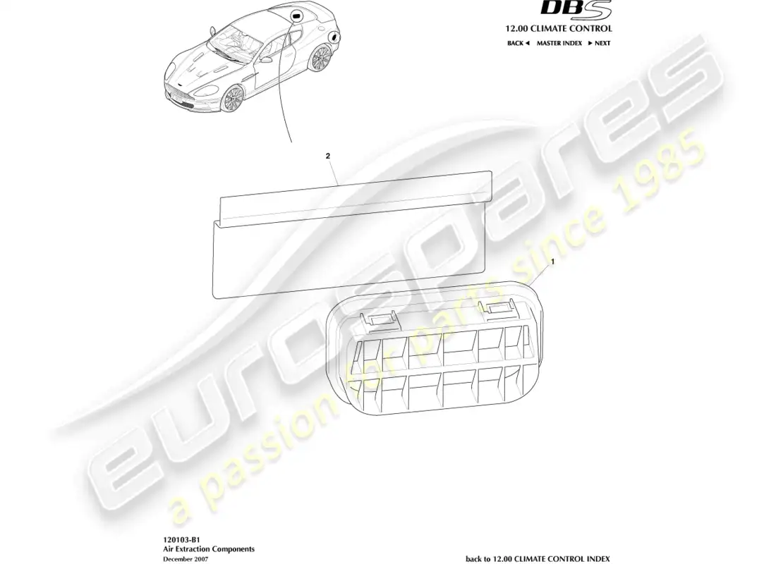 aston martin dbs (2013) air extraction components parts diagram