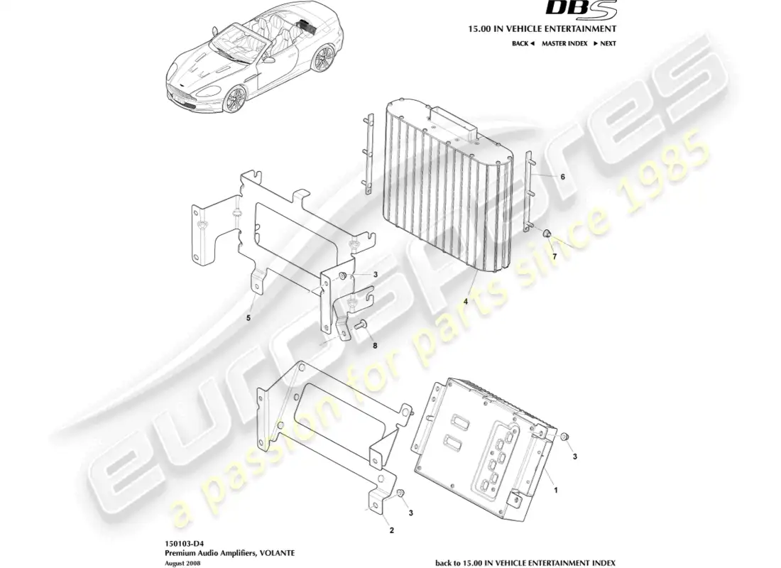 aston martin dbs (2012) premium amplifiers, volante parts diagram