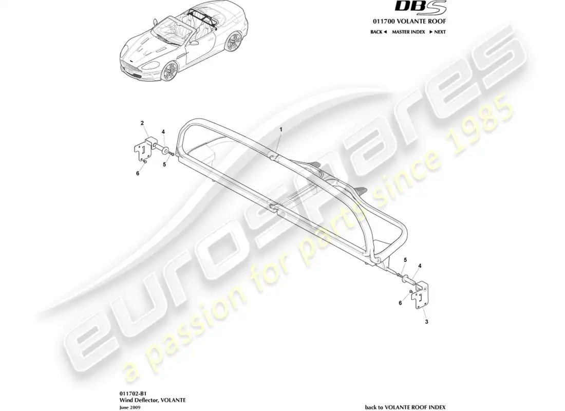 aston martin dbs (2010) wind deflector parts diagram