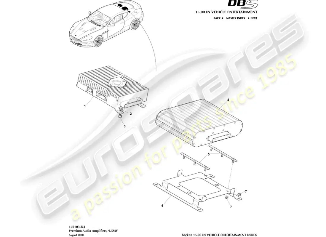 aston martin dbs (2012) premium amplifiers, coupe parts diagram