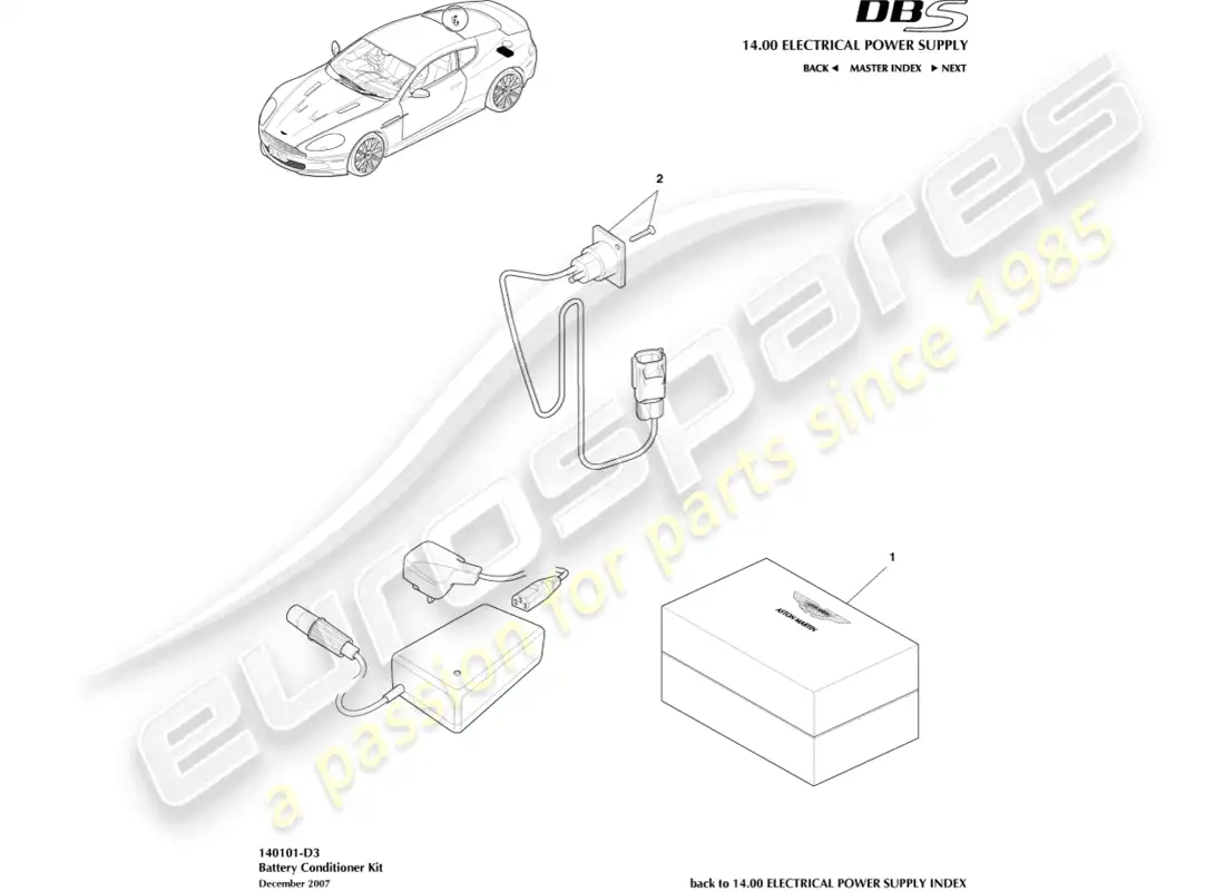 aston martin dbs (2013) battery conditioner kit parts diagram