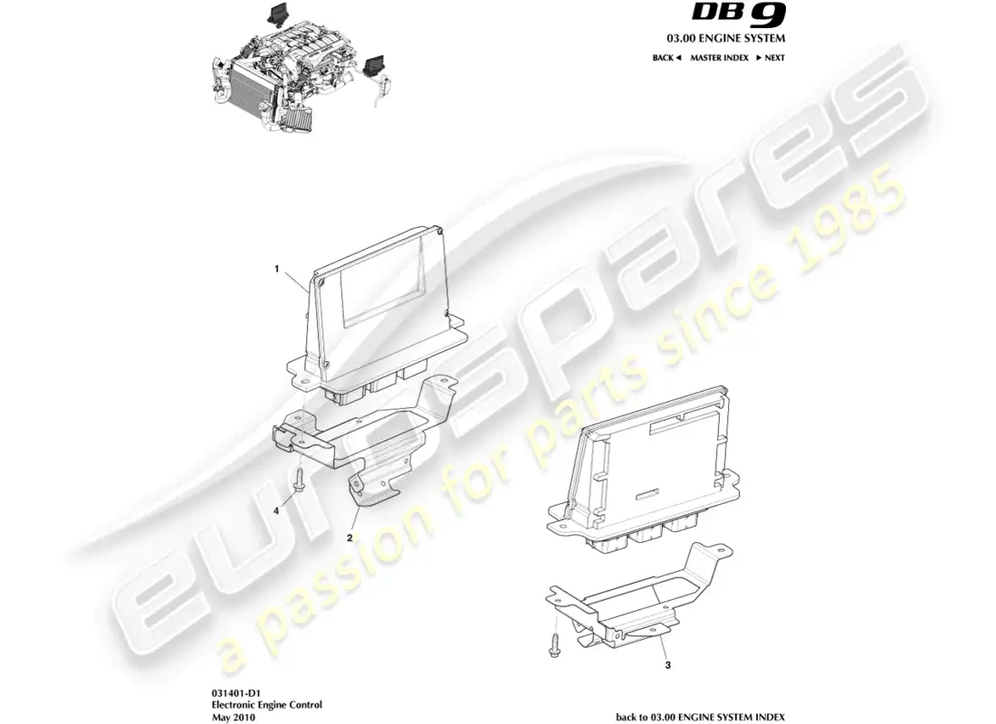 aston martin db9 (2006) electronic engine control parts diagram
