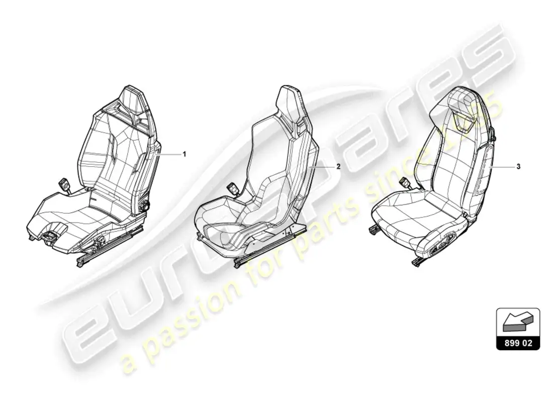 lamborghini tecnica (2024) seat, complete parts diagram