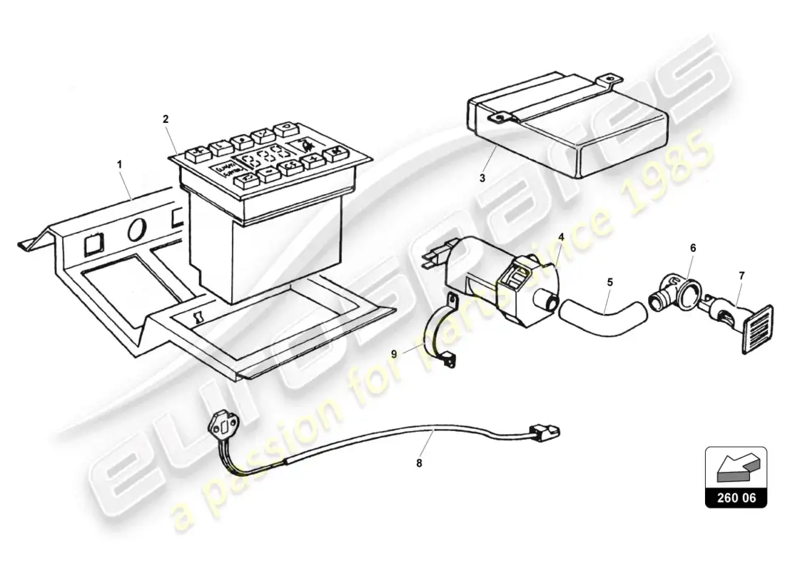 lamborghini countach 25th anniversary (1989) air conditioning system parts diagram
