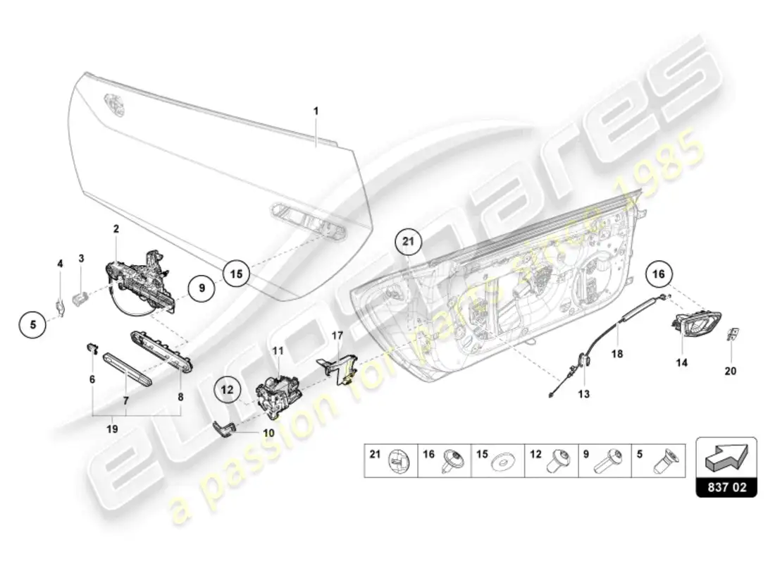 lamborghini tecnica (2024) door handles parts diagram