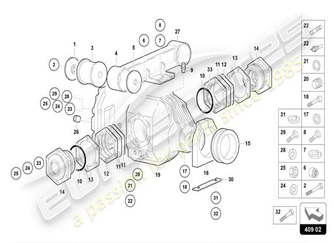 lamborghini diablo vt (1995) front axle differential box parts diagram