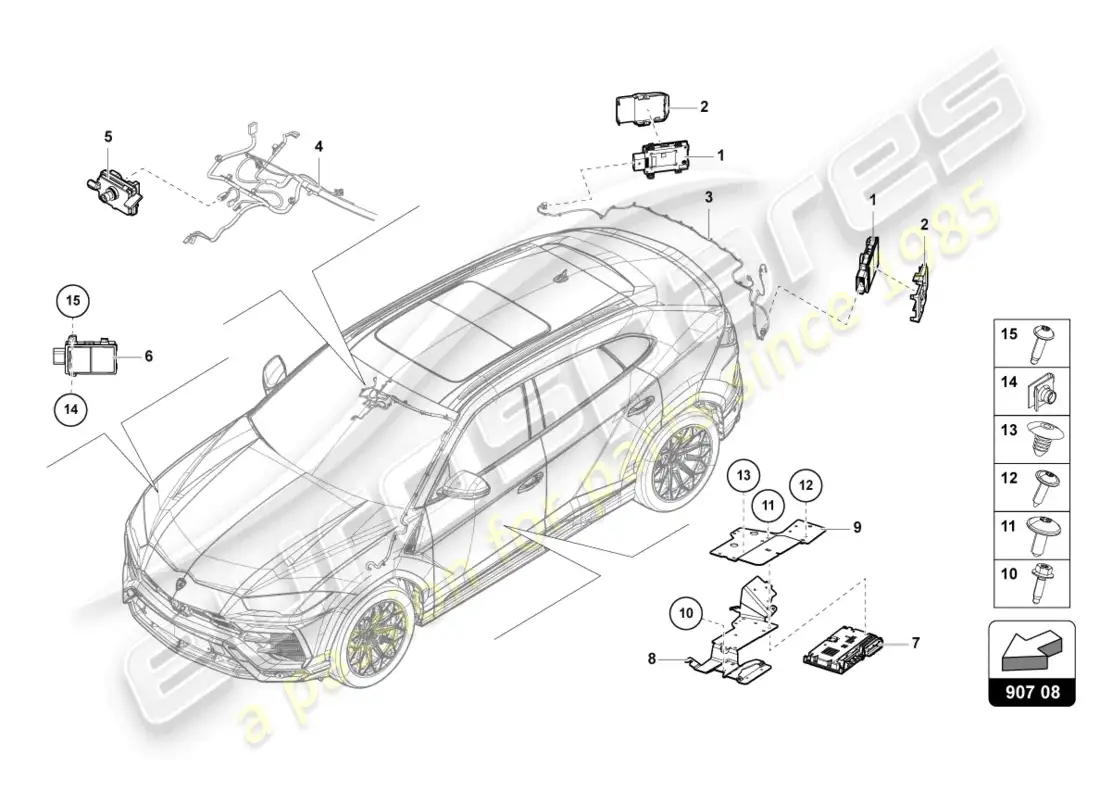 lamborghini urus performante (2024) control unit for lane change assist parts diagram