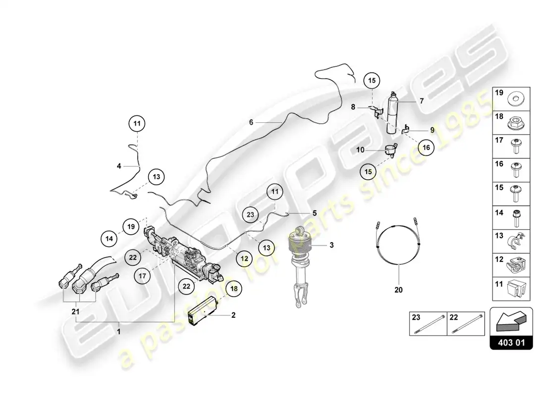 lamborghini evo coupe 2wd (2022) lifting device parts diagram