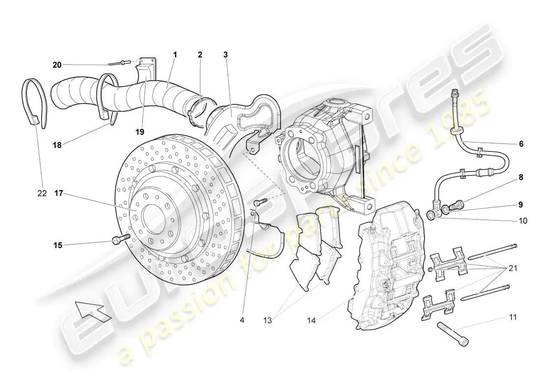 lamborghini reventon disc brake front parts diagram