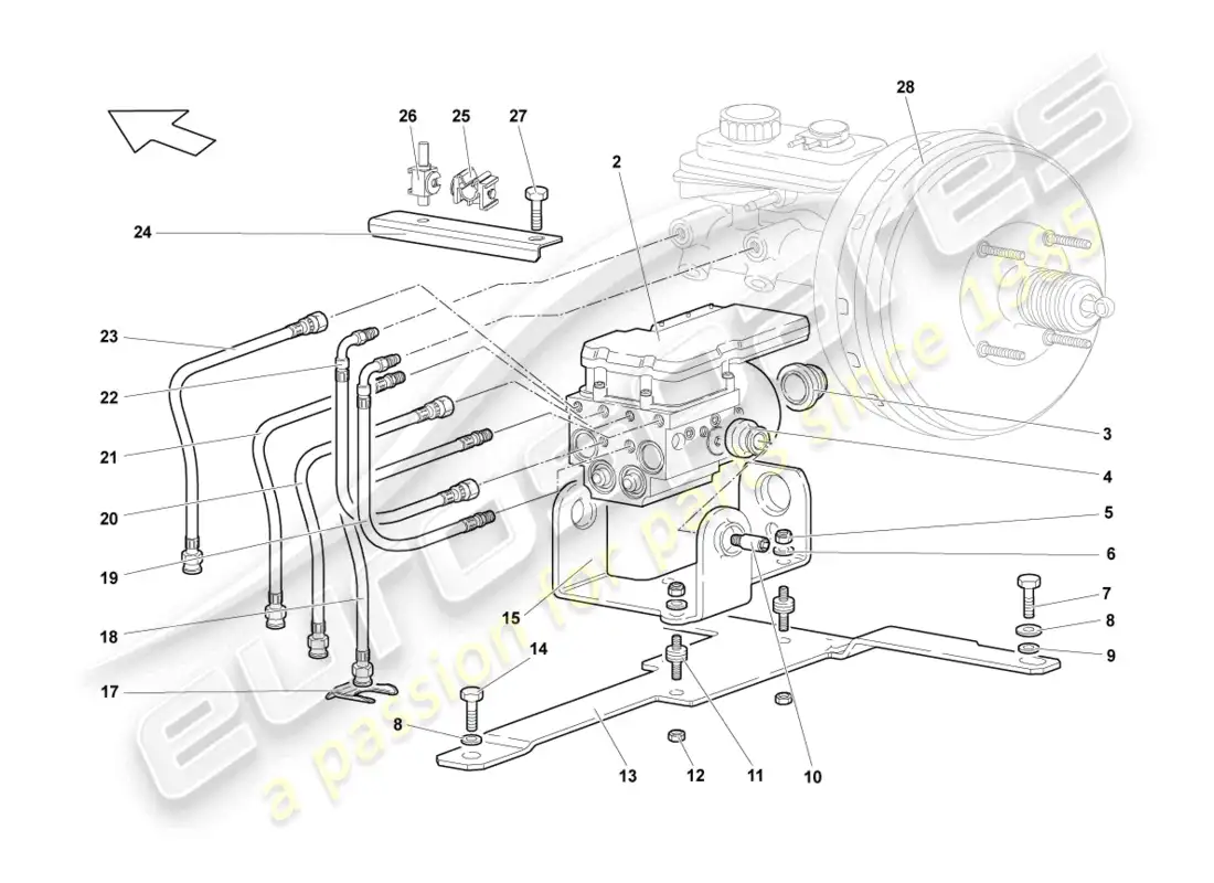 lamborghini reventon anti-locking brake syst. -abs- parts diagram