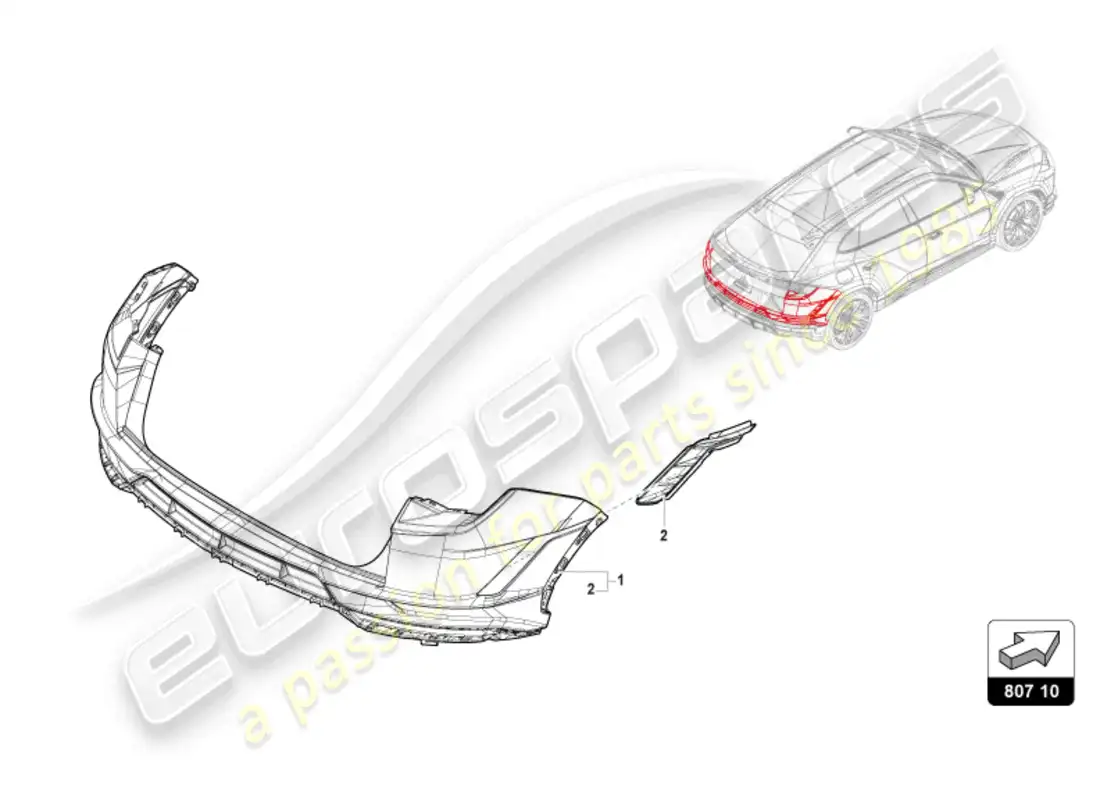 lamborghini urus s (2024) bumper, complete parts diagram