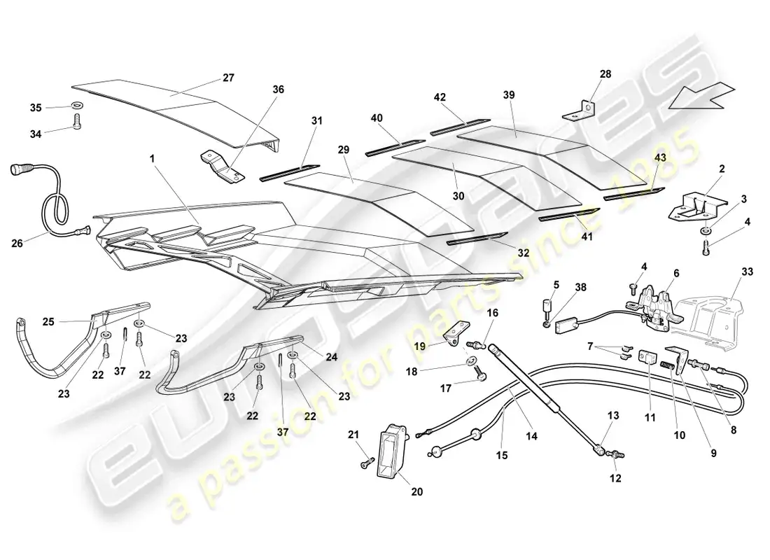 lamborghini reventon flap for engine cover transparent parts diagram