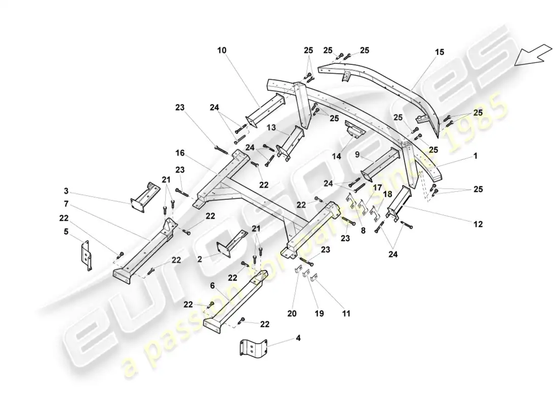 lamborghini gallardo spyder (2006) side member rear part rear part diagram