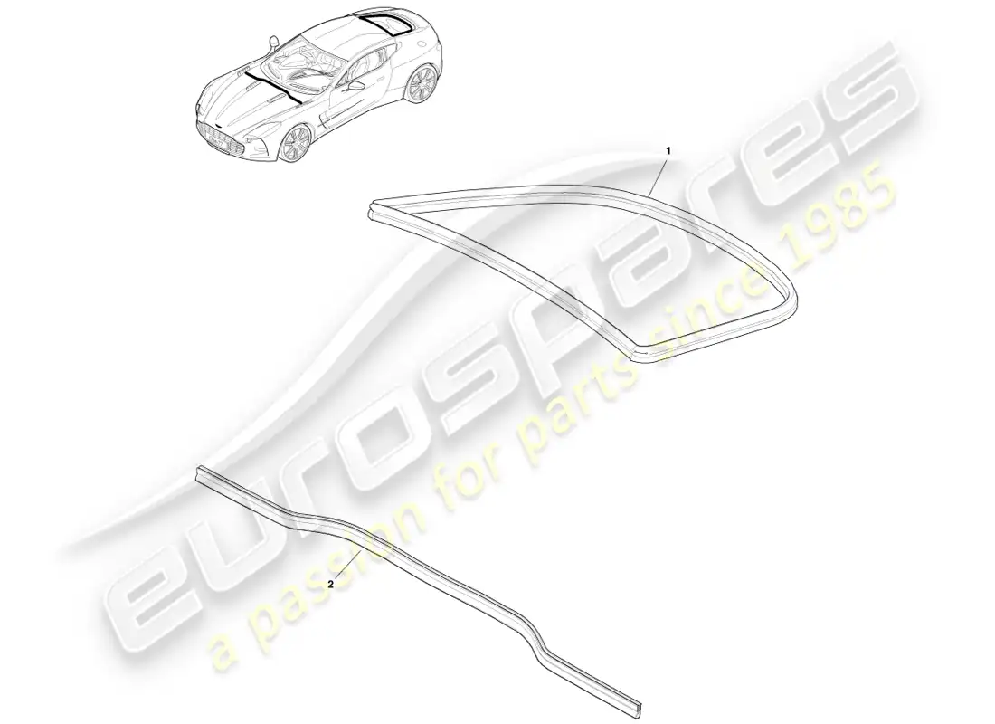 aston martin one-77 (2011) bonnet & tailgate seals parts diagram