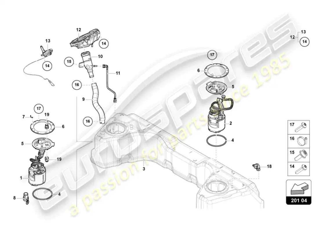 lamborghini revuelto coupe (2024) fuel tank parts diagram
