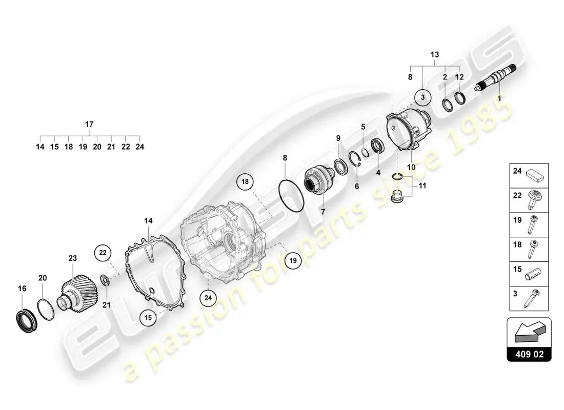 lamborghini urus (2021) differential front parts diagram