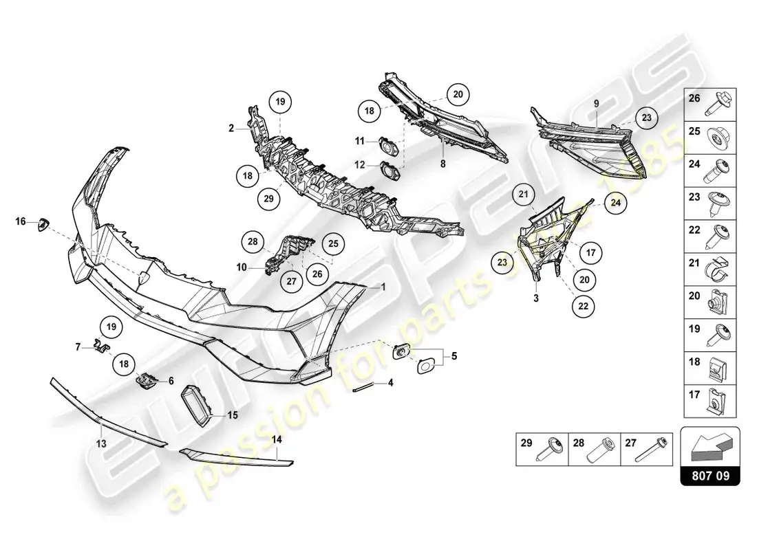 lamborghini urus performante (2023) bumper front parts diagram
