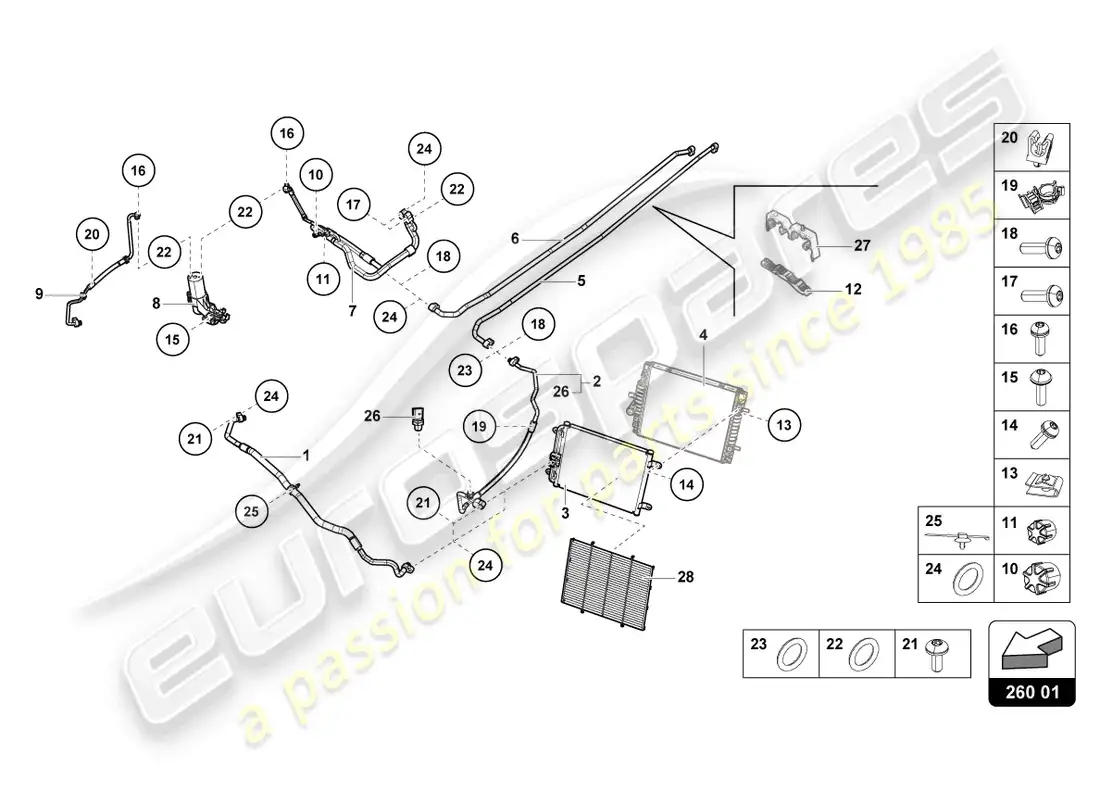 lamborghini evo spyder (2022) a/c condenser parts diagram