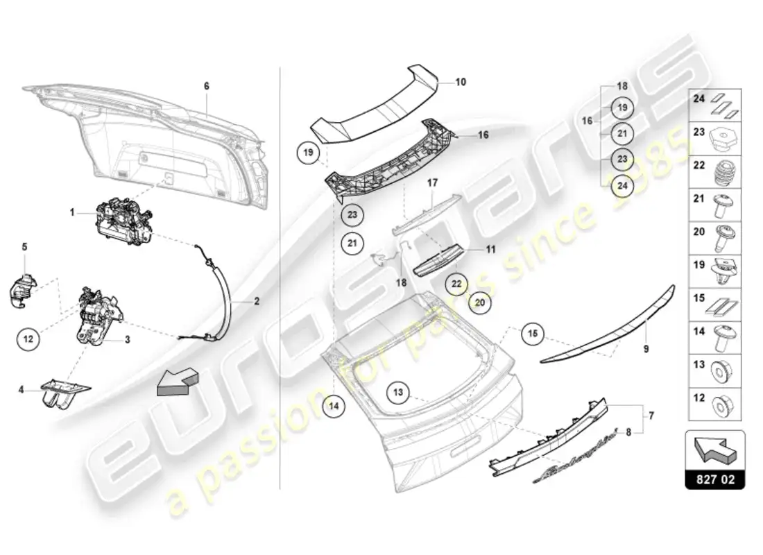 lamborghini urus (2021) rear lid rear parts diagram