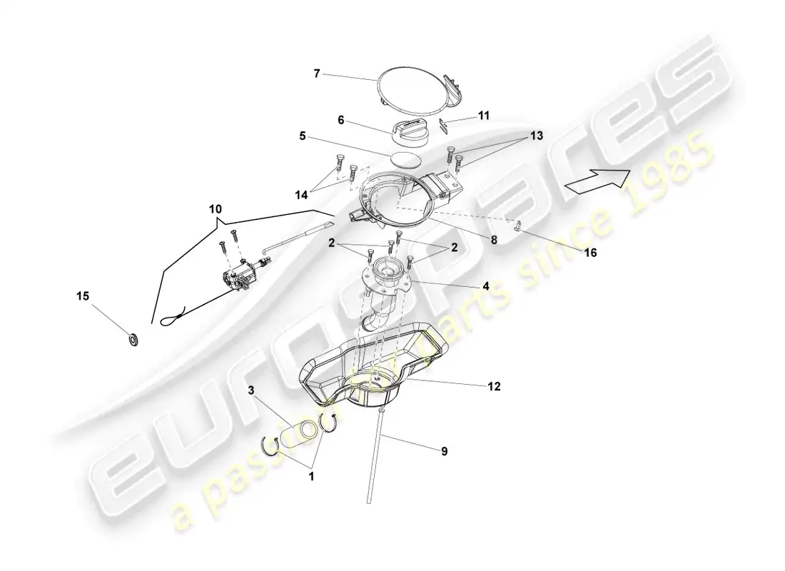 lamborghini lp560-4 spider (2012) fuel filler flap parts diagram