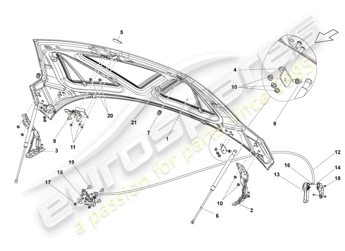 lamborghini lp550-2 spyder (2010) bonnet parts diagram