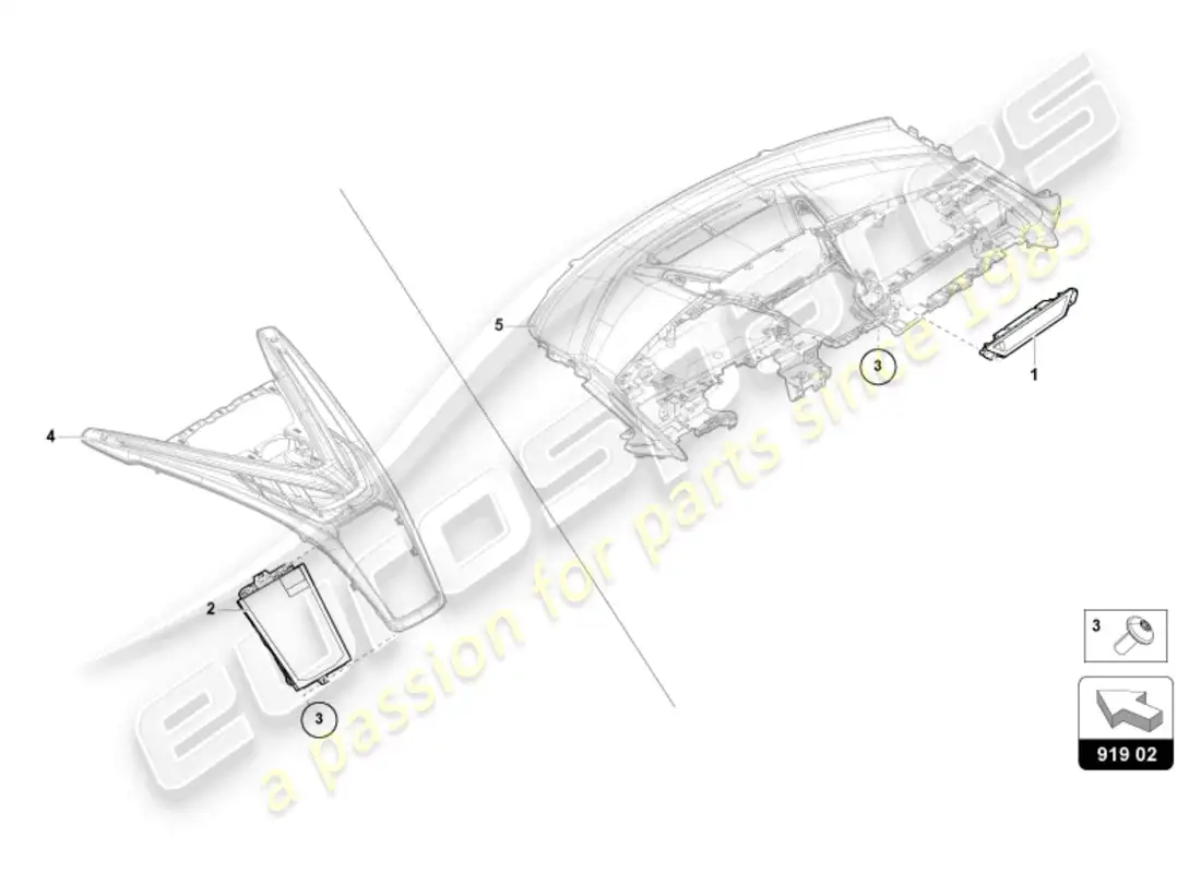 lamborghini revuelto coupe (2024) display unit parts diagram