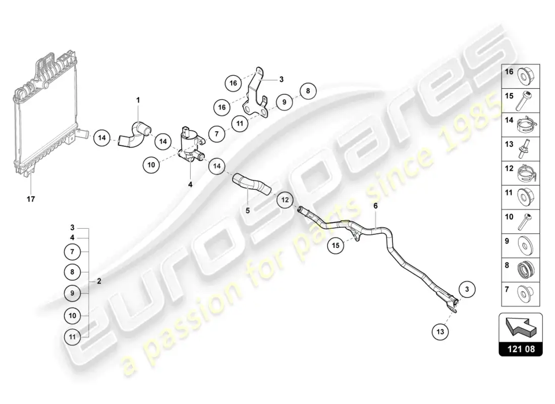 lamborghini urus (2020) coolant pipe parts diagram