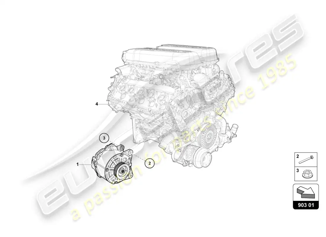 lamborghini evo coupe (2022) alternator parts diagram