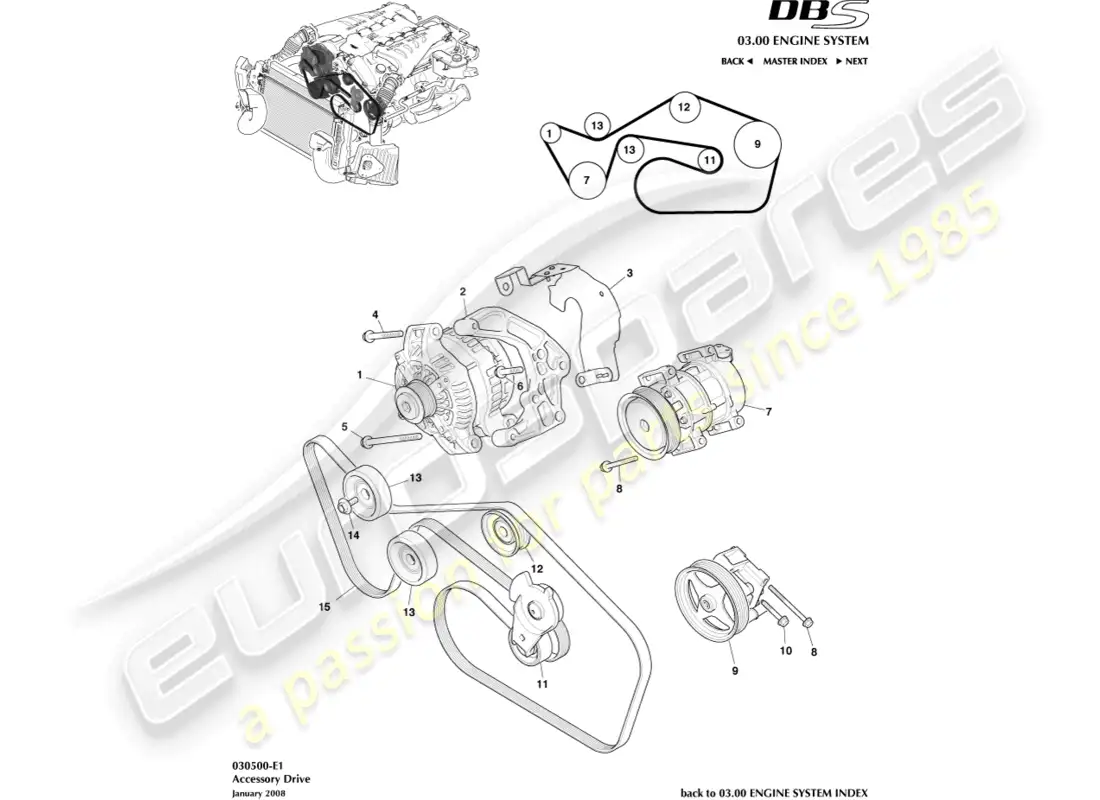 aston martin dbs (2012) accessory drive parts diagram