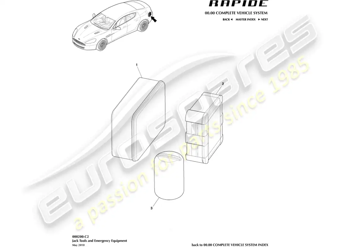 aston martin rapide (2016) tyre emergency equipment parts diagram