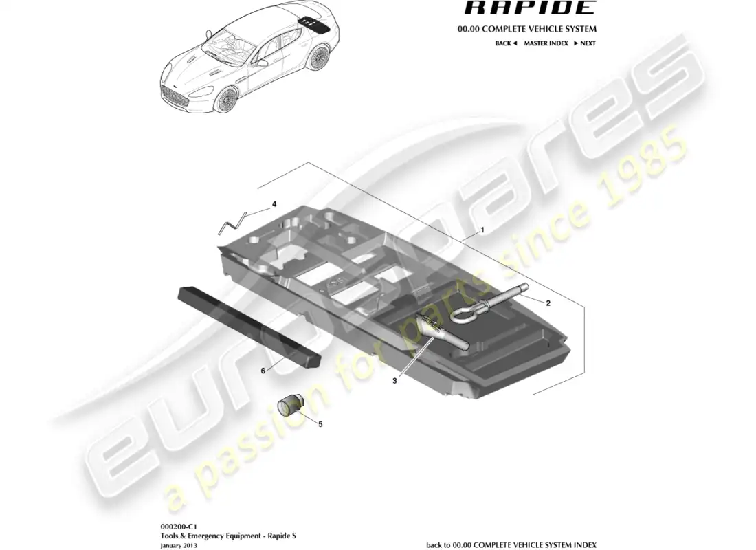 aston martin rapide (2016) tools & emergency equipment, s parts diagram