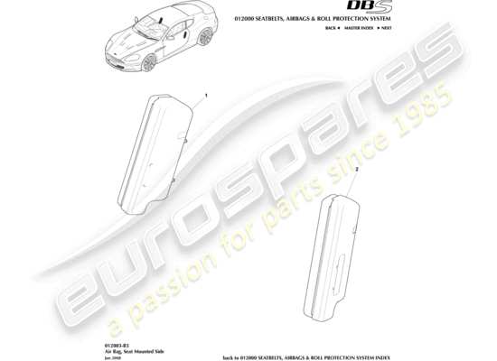 a part diagram from the aston martin dbs (2010) parts catalogue