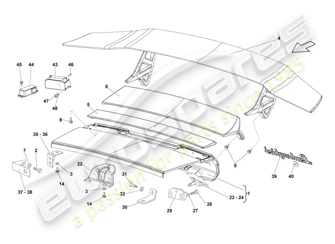 lamborghini lp670-4 sv (2010) flap for engine cover rear parts diagram