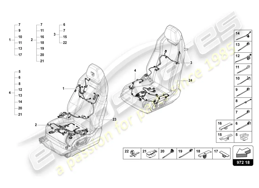 lamborghini urus (2020) wiring harness for electrically adjustable seat parts diagram
