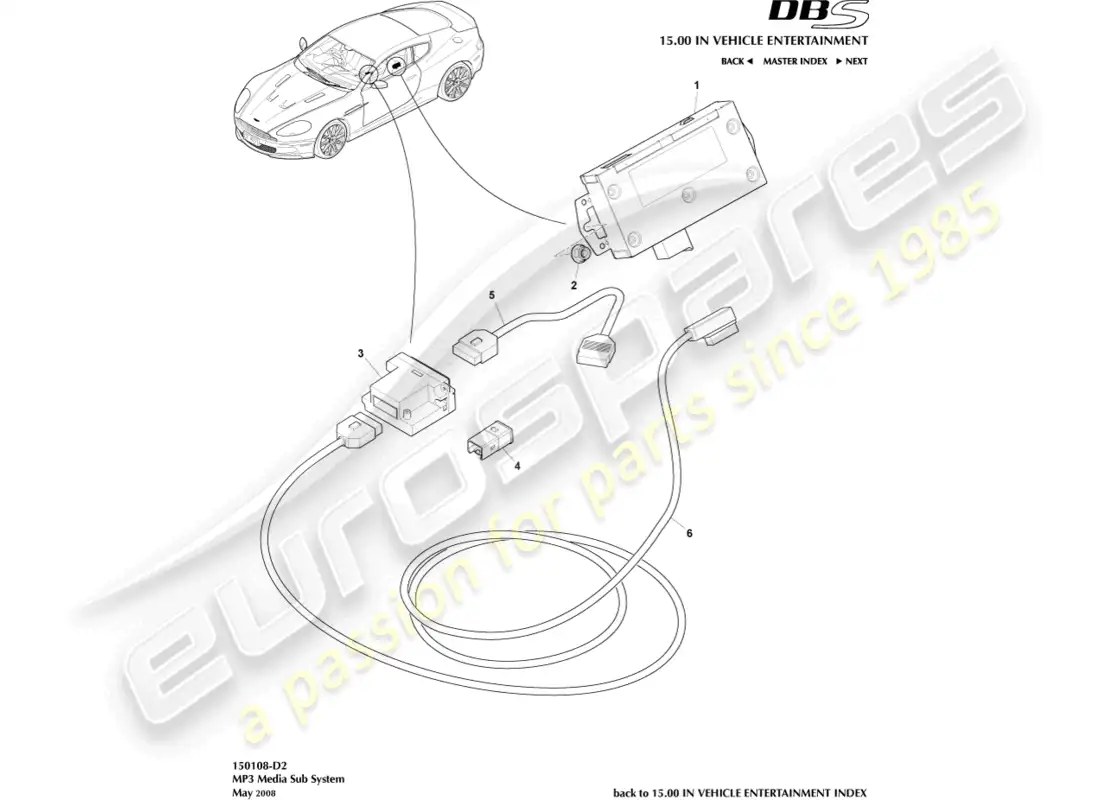 aston martin dbs (2014) mp3 media parts diagram
