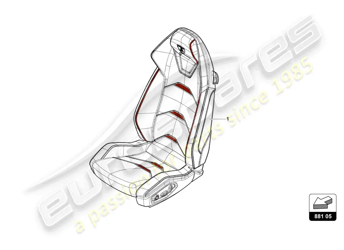 lamborghini evo coupe 2wd (2023) seat 'evo trim' parts diagram