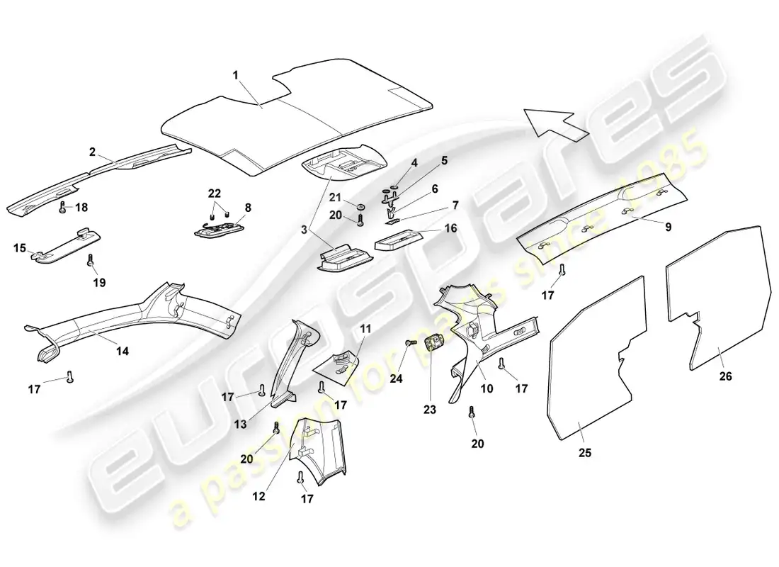 lamborghini lp670-4 sv (2010) sound absorbers parts diagram
