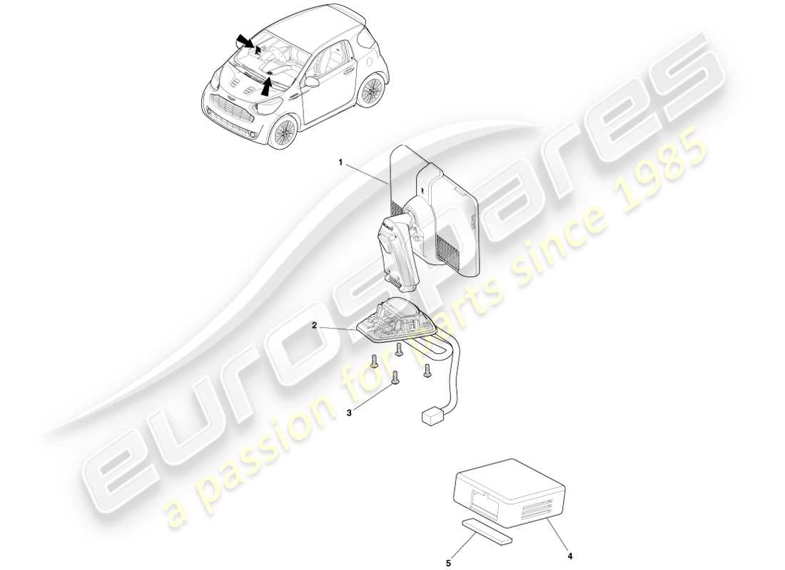 aston martin cygnet (2012) navigation display part diagram