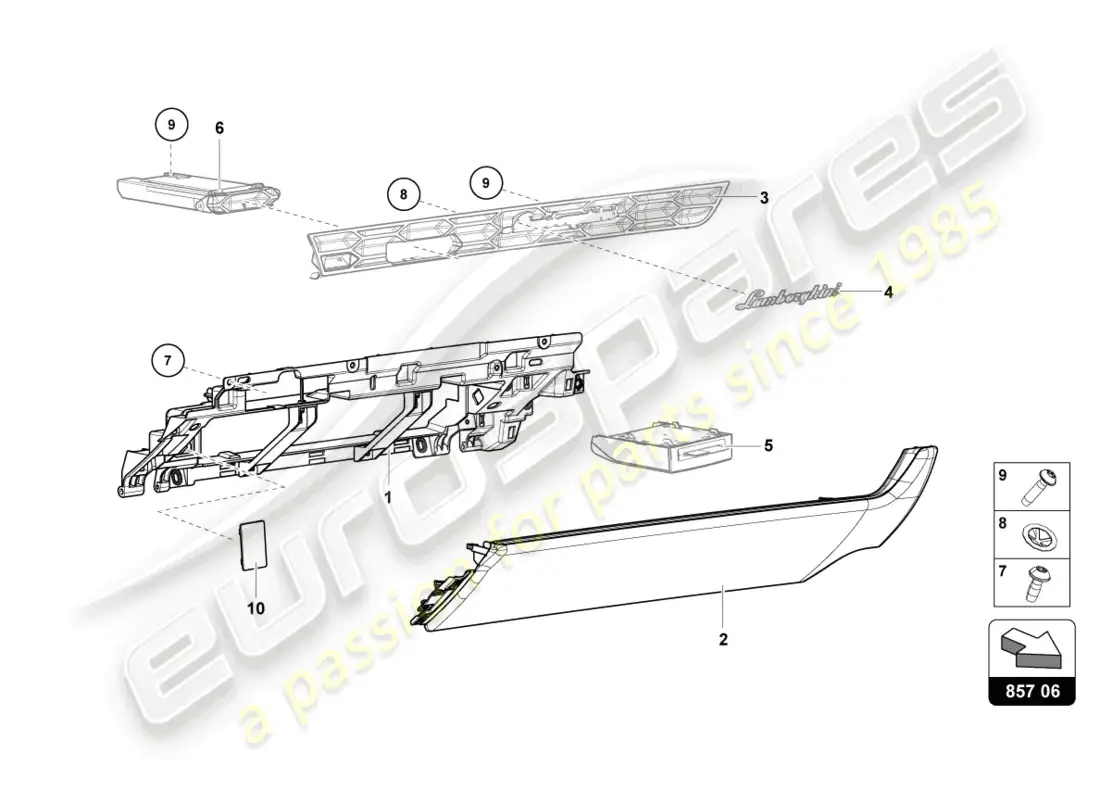 lamborghini tecnica (2023) glove box parts diagram