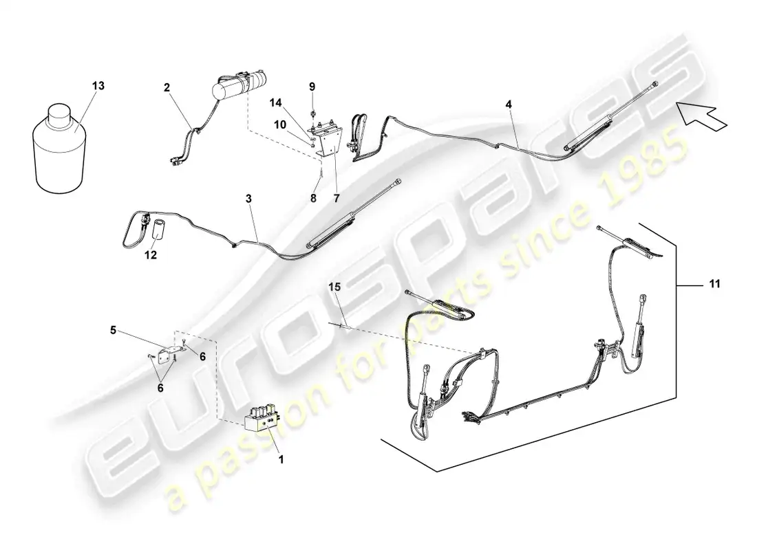 lamborghini lp570-4 spyder performante (2014) hydraulic system for actuating convertible roof parts diagram