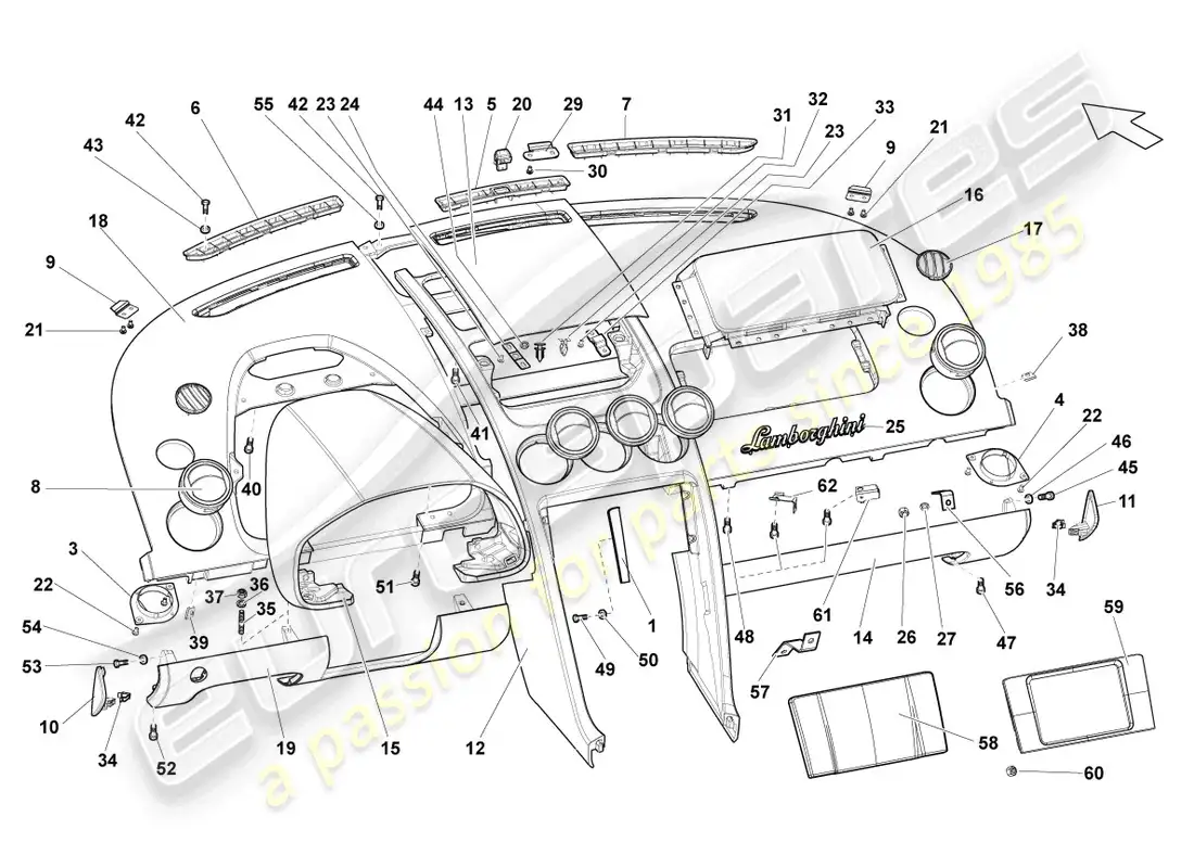 lamborghini blancpain sts (2013) dashboard parts diagram