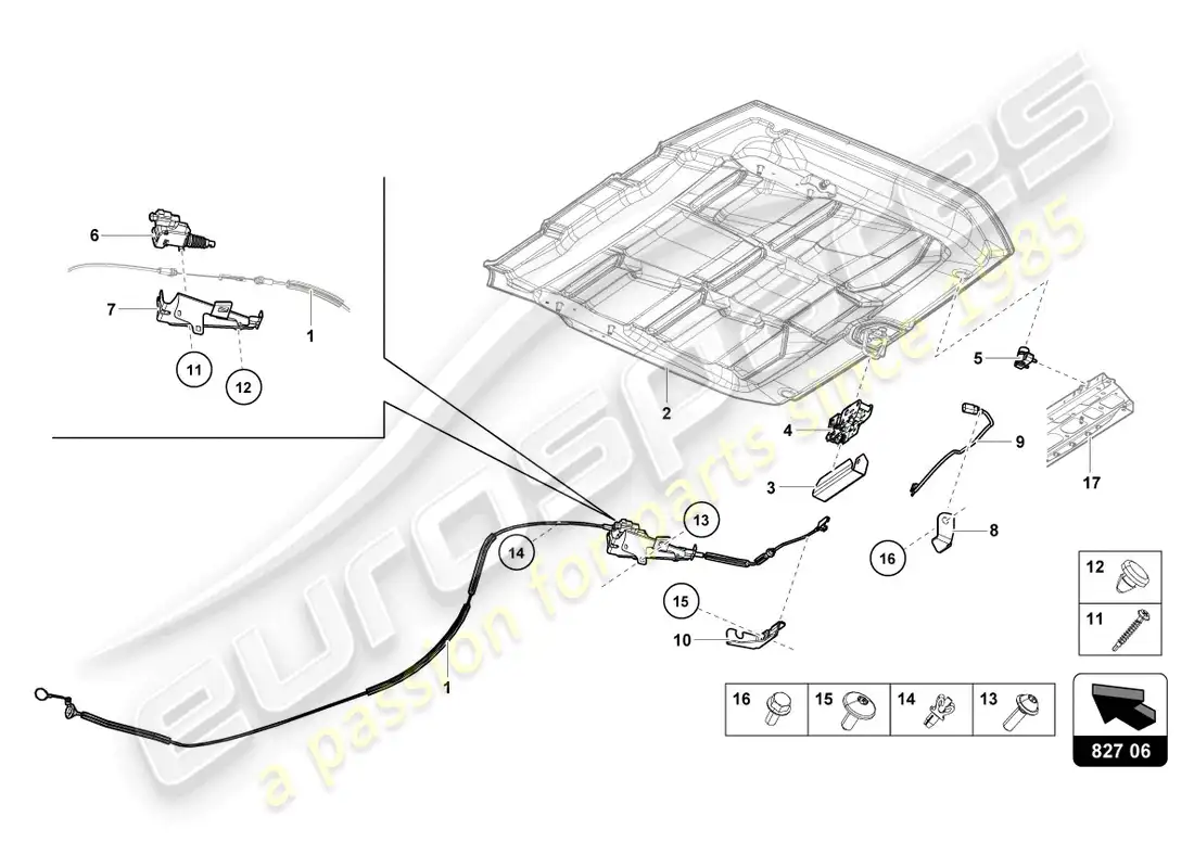 lamborghini evo spyder (2023) rear lid parts diagram