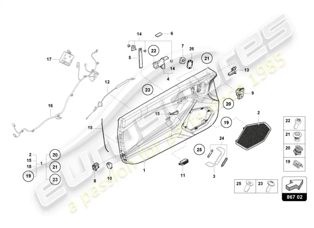 lamborghini sto (2024) door panel parts diagram