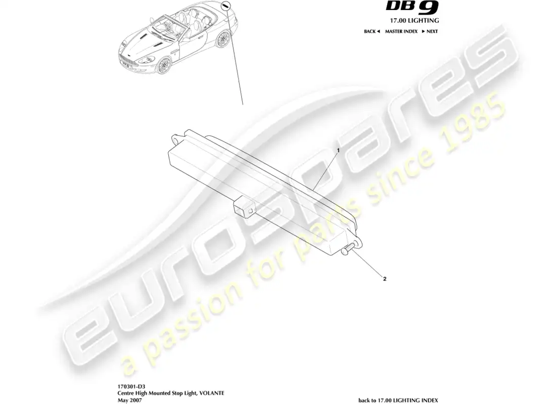 aston martin db9 (2009) high mounted stop light, volante parts diagram