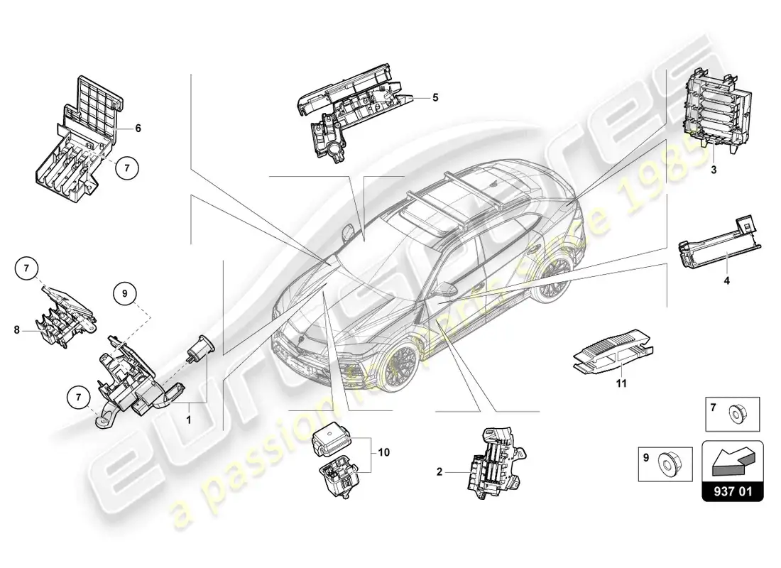 lamborghini urus performante (2024) fuse box parts diagram
